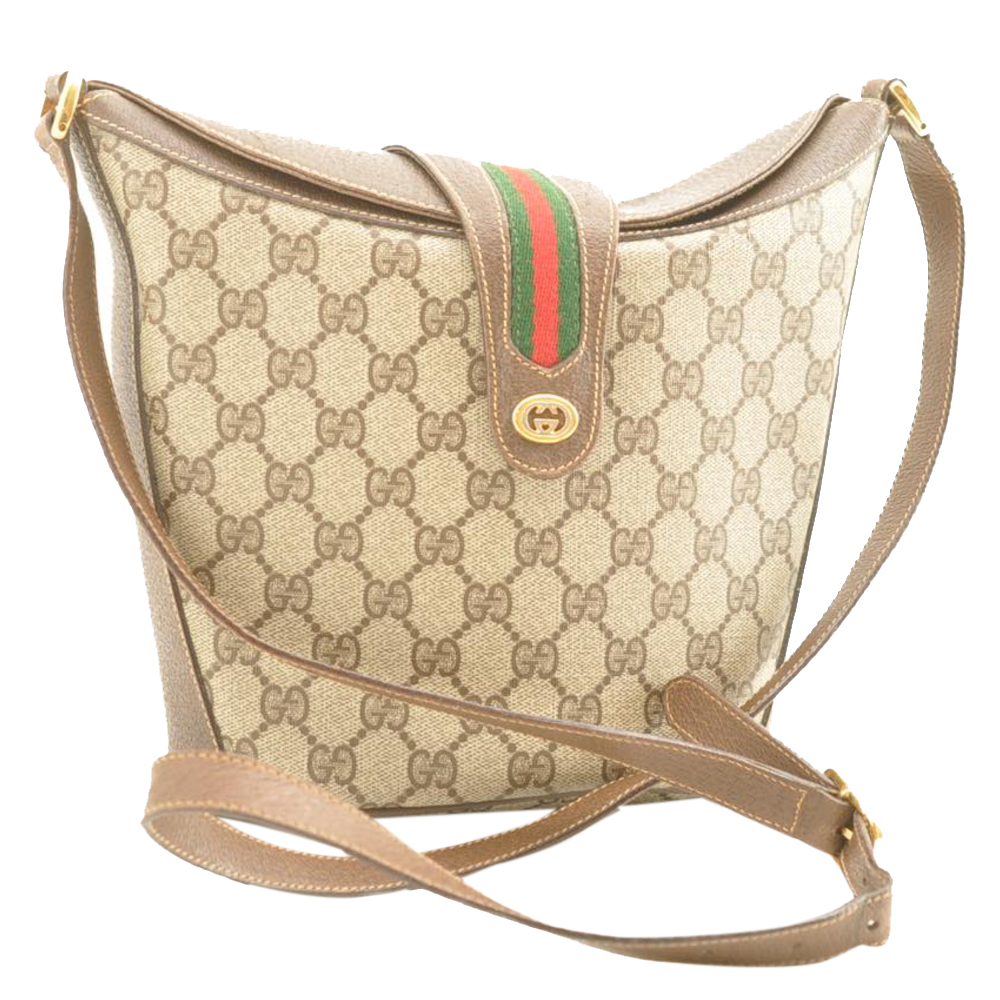 

Gucci Beige/Brown Canvas Leather Vintage Shoulder Bag, Multicolor