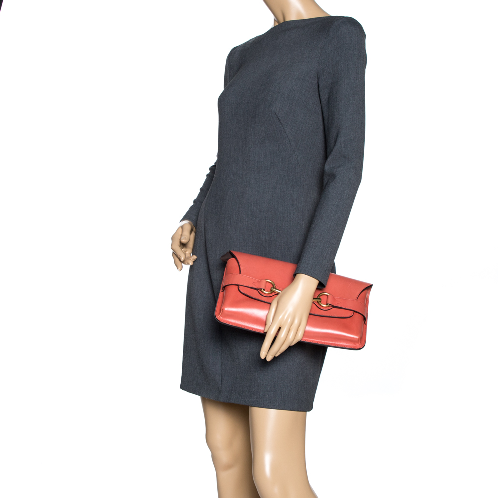 

Gucci Orange Leather Bright Bit Clutch