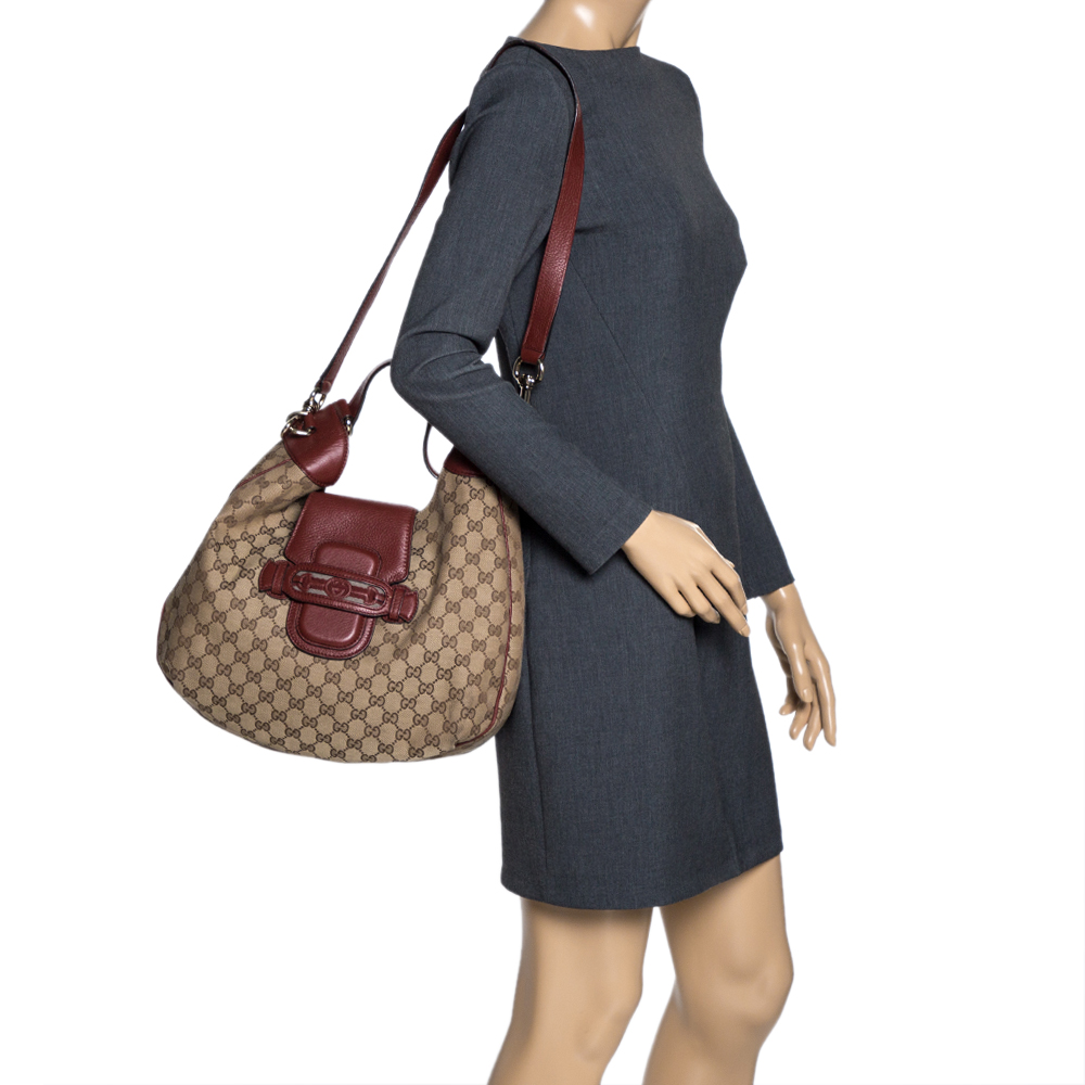 

Gucci Beige/Red GG Canvas and Leather Dressage Hobo