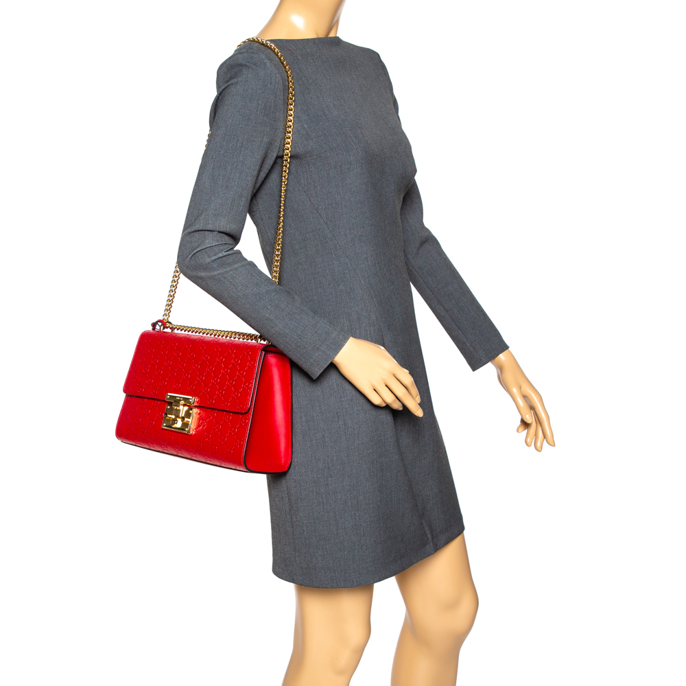 

Gucci Red Guccissima Leather Medium Padlock Shoulder Bag