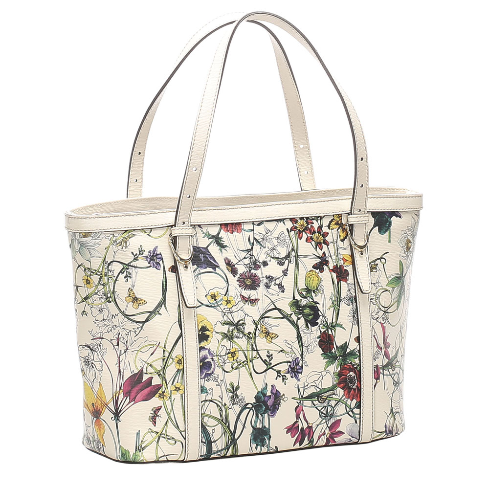 

Gucci White Coated Canvas Nice Tote