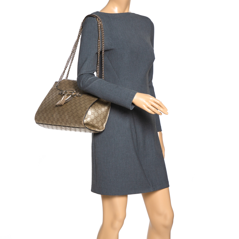 

Gucci Gold Guccissima Leather Large Emily Chain Shoulder Bag