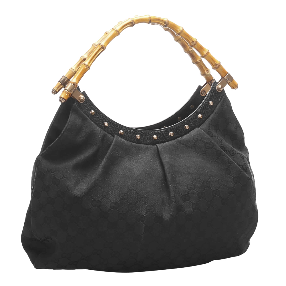 

Gucci Black Canvas Bamboo Hobo