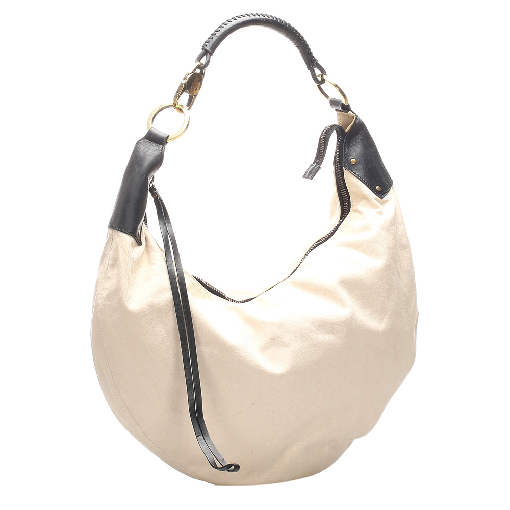 

Gucci White/Black Canvas Hobo Bag
