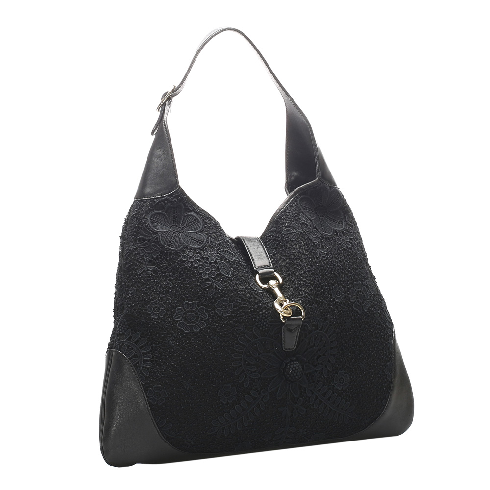 

Gucci Black Fabric Lace Jackie O Bouvier Hobo Bag