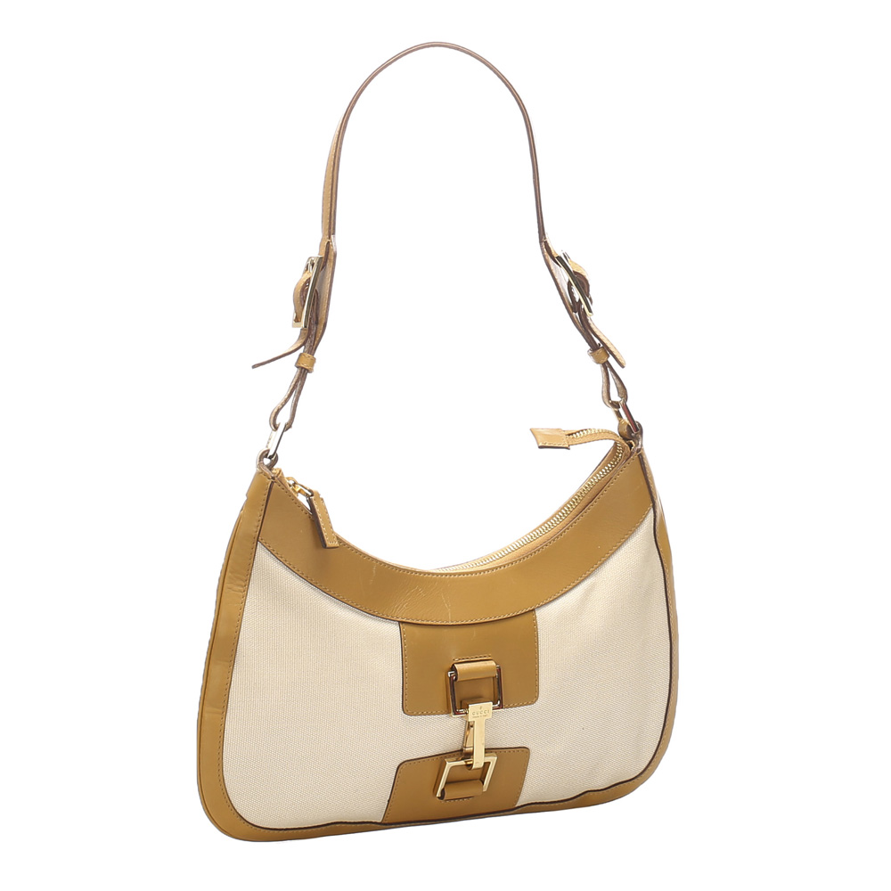 

Gucci Beige Canvas, Leather Shoulder Bag