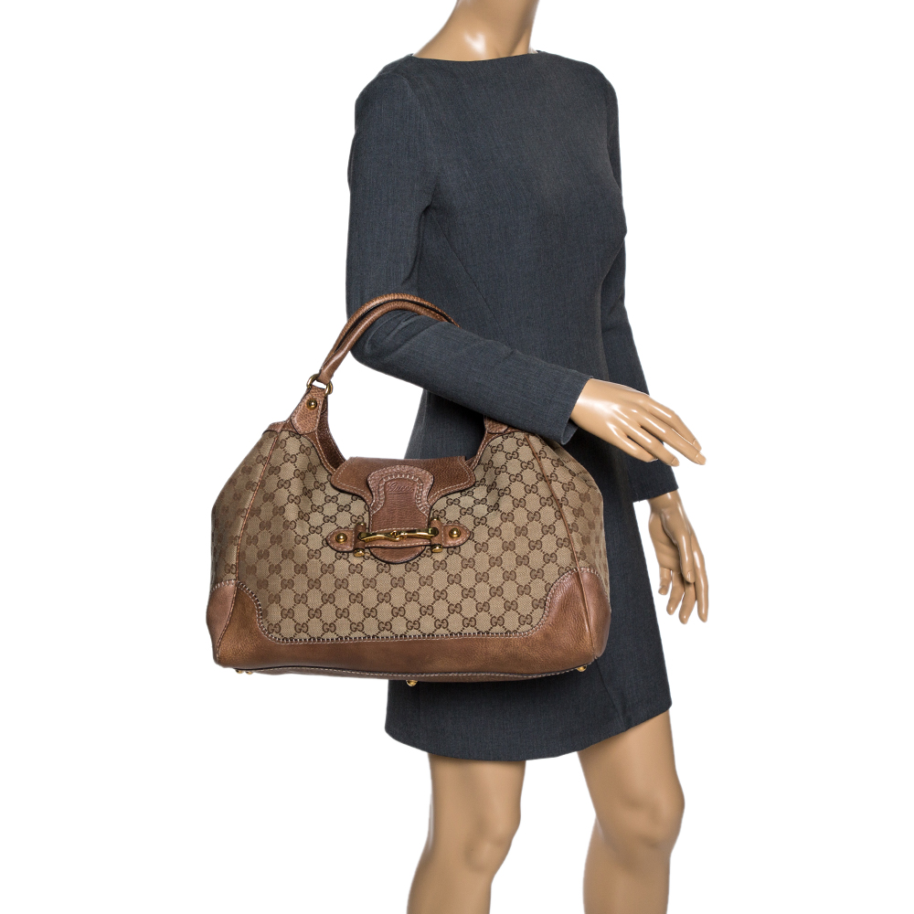 

Gucci Beige/Brown GG Canvas and Leather Large New Pelham Shoulder Bag