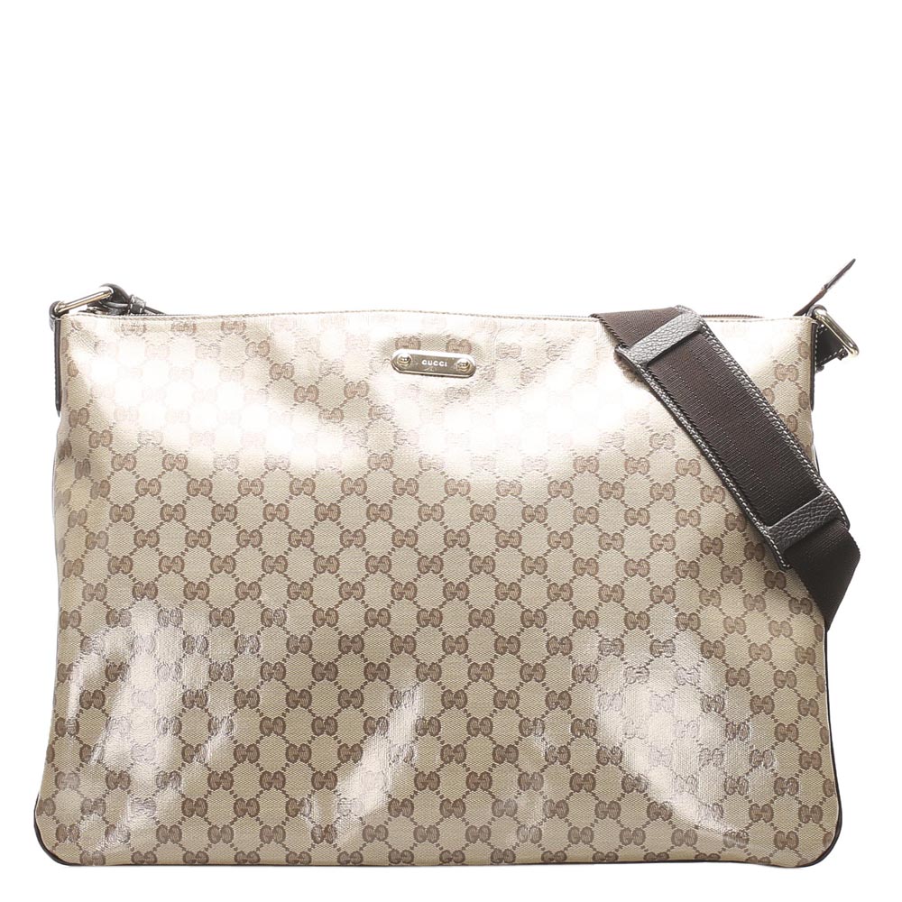 Click to view more detailed imagery on our partner's website Pre-owned Gucci Beige/brown Gg Crystal Canvas Shoulder Bag