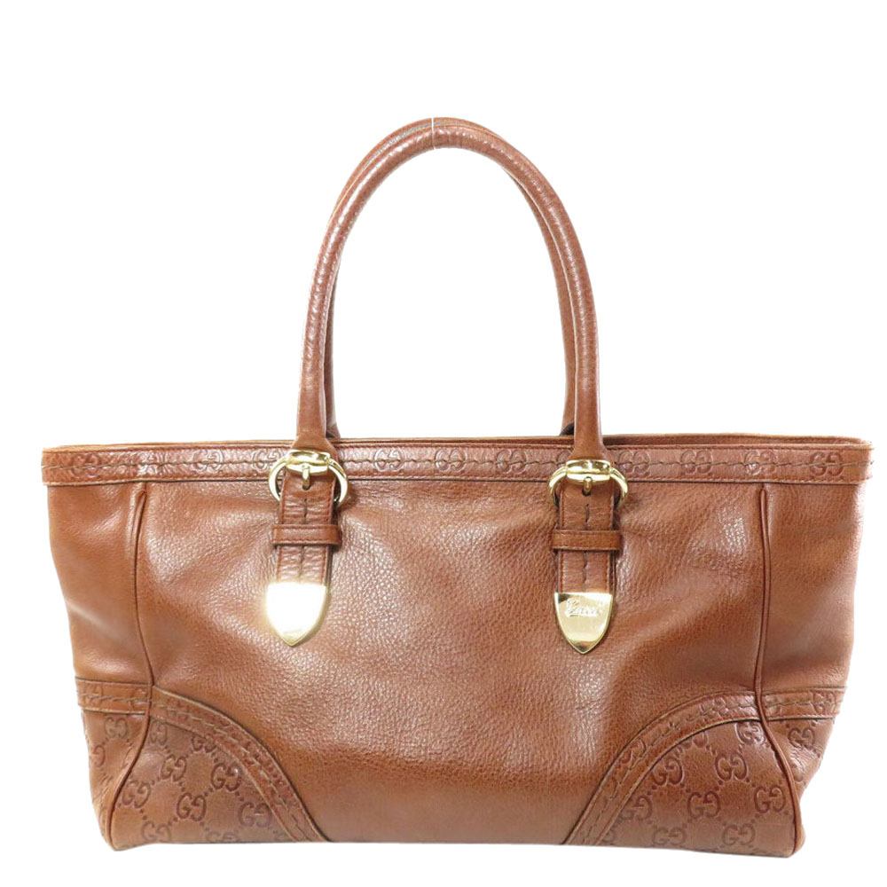 Click to view more detailed imagery on our partner's website Pre-owned Gucci Ssima Leather Medium Signoria Tote In Brown