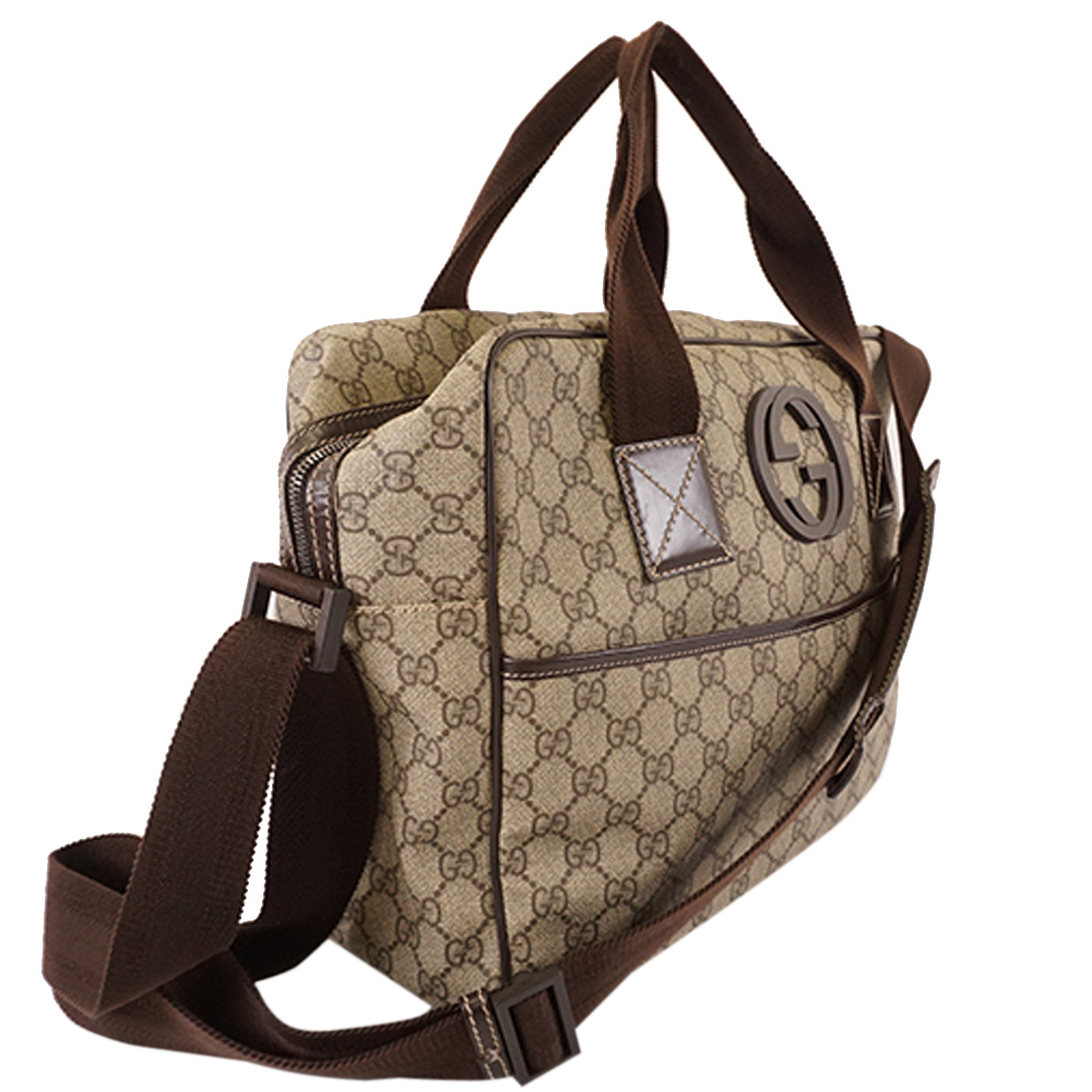 

Gucci Beige GG Coated Canvas Interlocking G Briefcase Bag