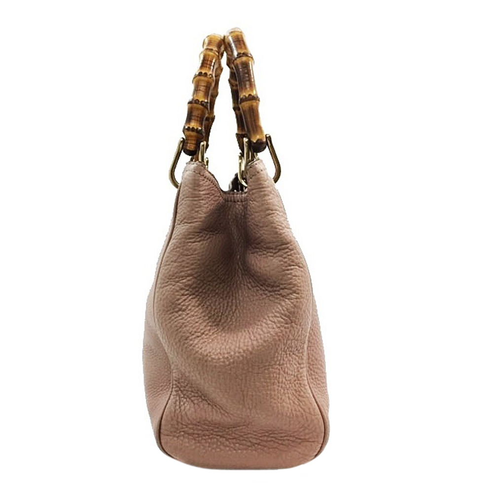 

Gucci Pink Beige Leather  Bamboo Tote