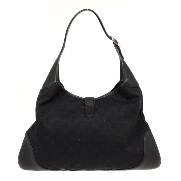 Gucci Jackie Hobo Jackie-o Monogram 872553 Black Gg Canvas