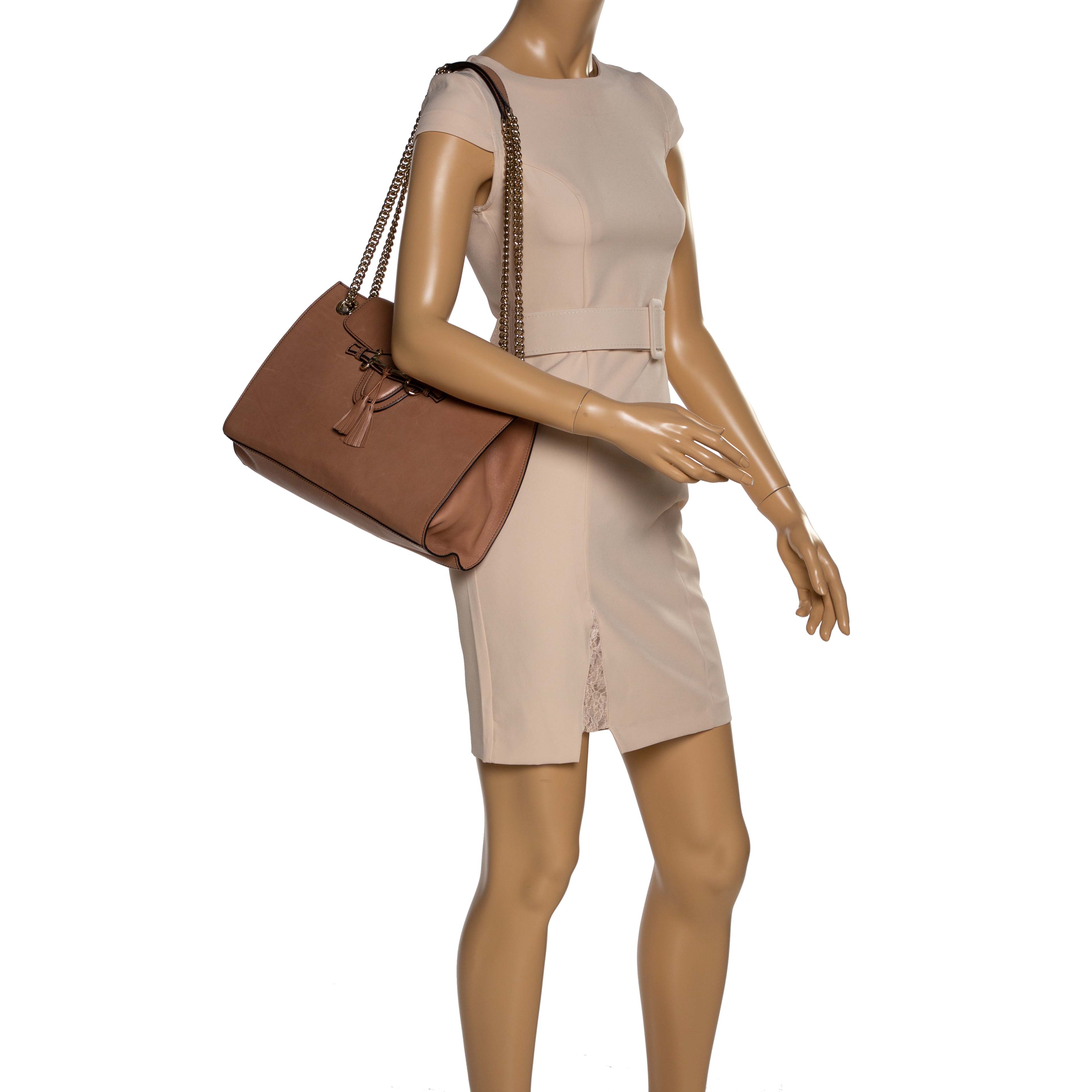 

Gucci Beige Leather Large Emily Chain Shoulder Bag