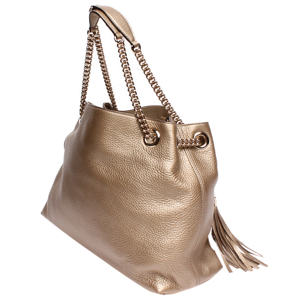 

Gucci Gold Leather  Soho Tote Bag