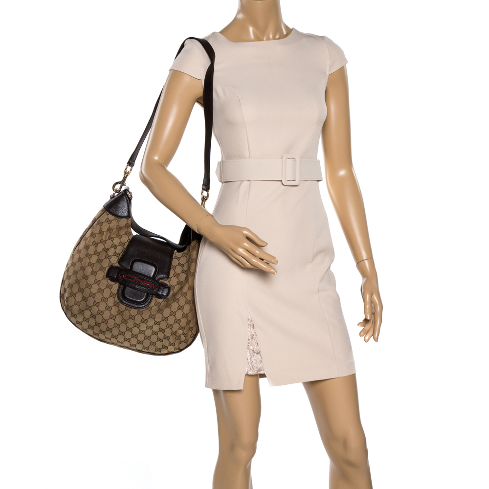 

Gucci Beige/Brown GG Canvas and Leather Dressage Hobo