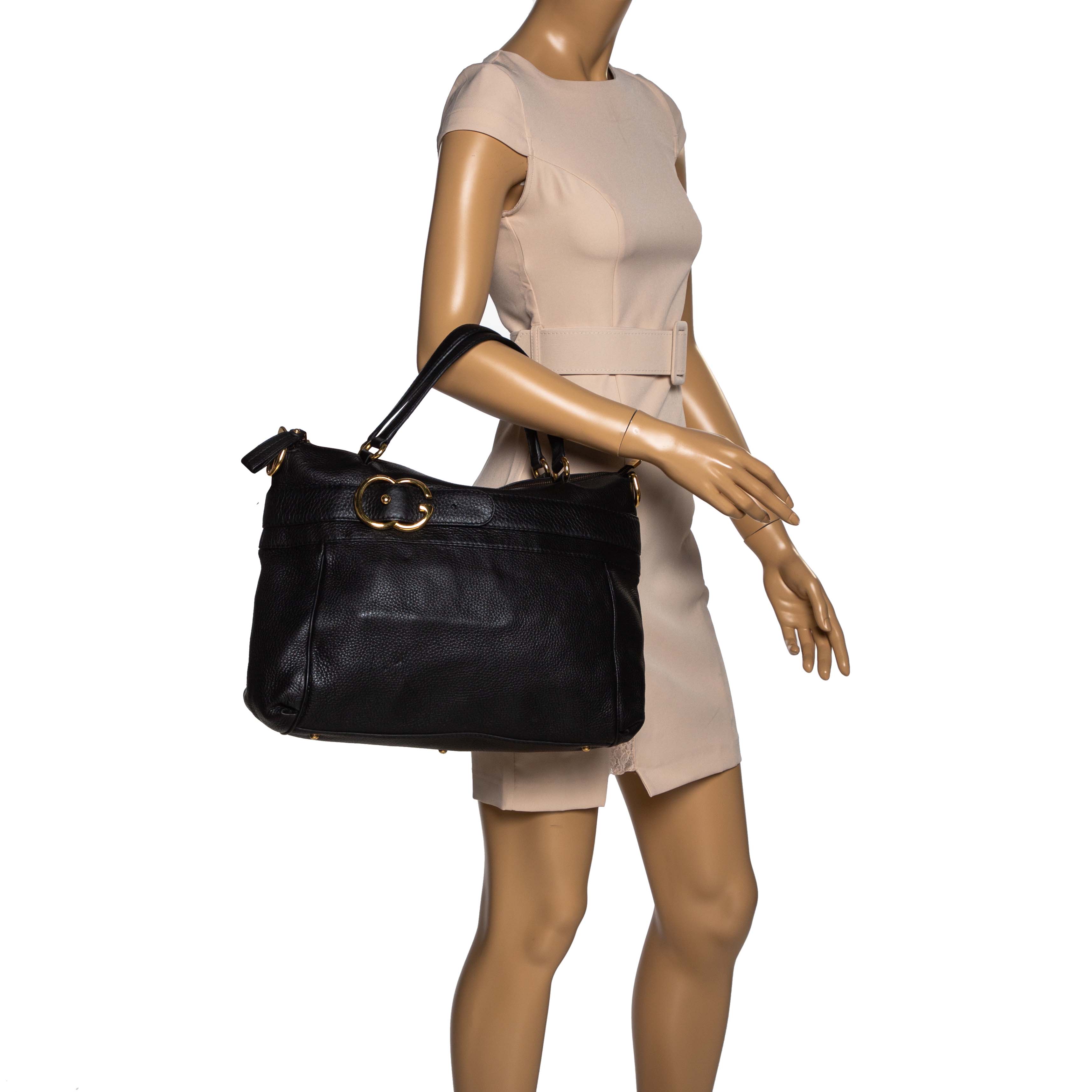 

Gucci Black Pebbled Leather Medium Ride Tote