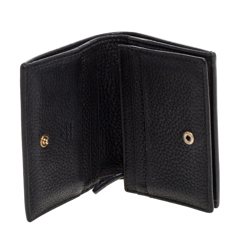 

Gucci Black Leather Bee Blind For Love Compact Wallet