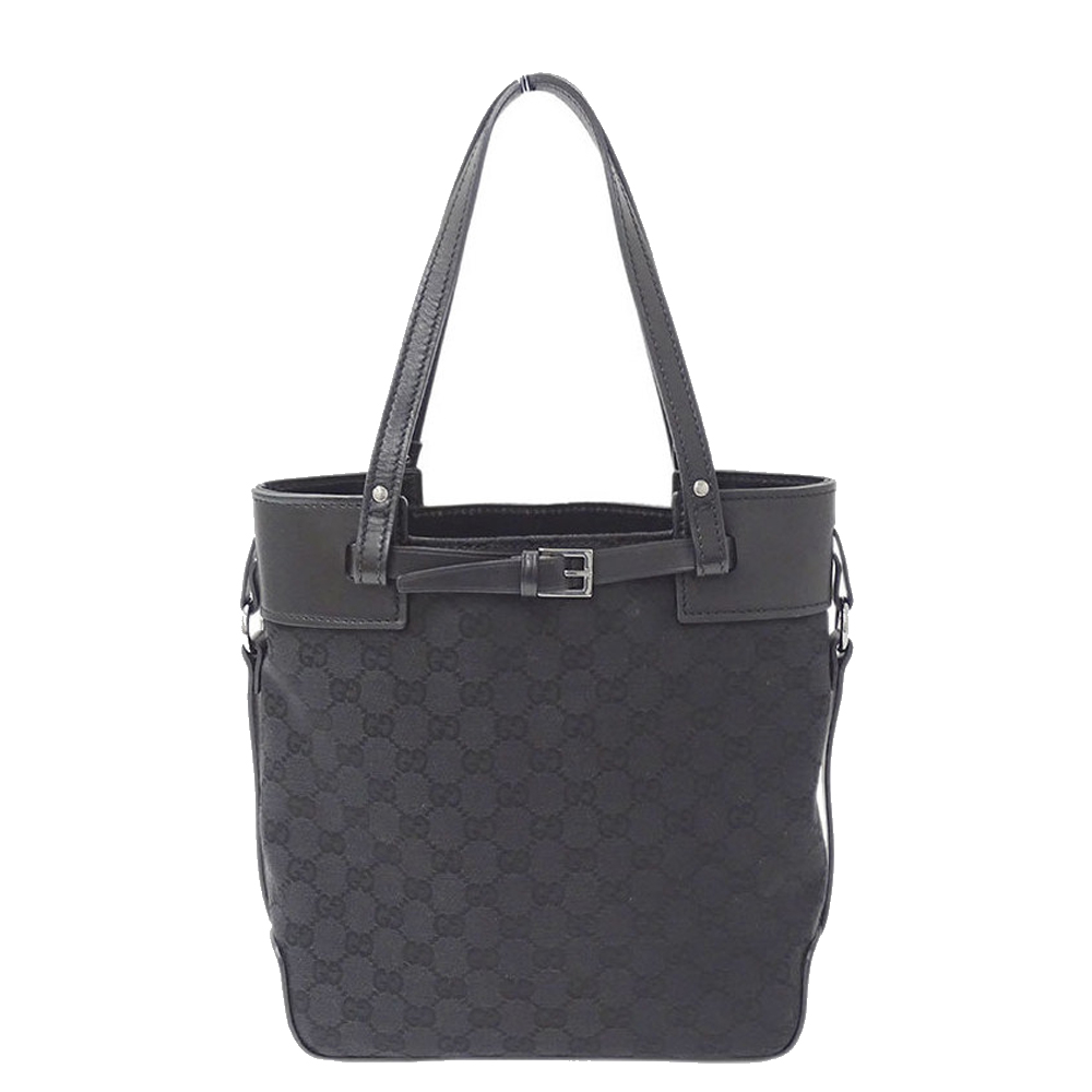 

Gucci Black GG Canvas Leather Shoulder Bag