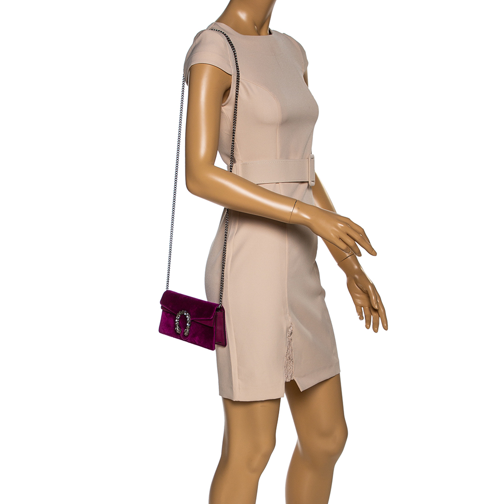 

Gucci Purple Velvet and Leather Super Mini Dionysus Crossbody Bag