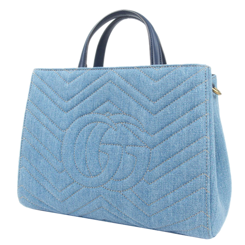 

Gucci Blue GG Marmont Denim Matelasse Satchel Bag