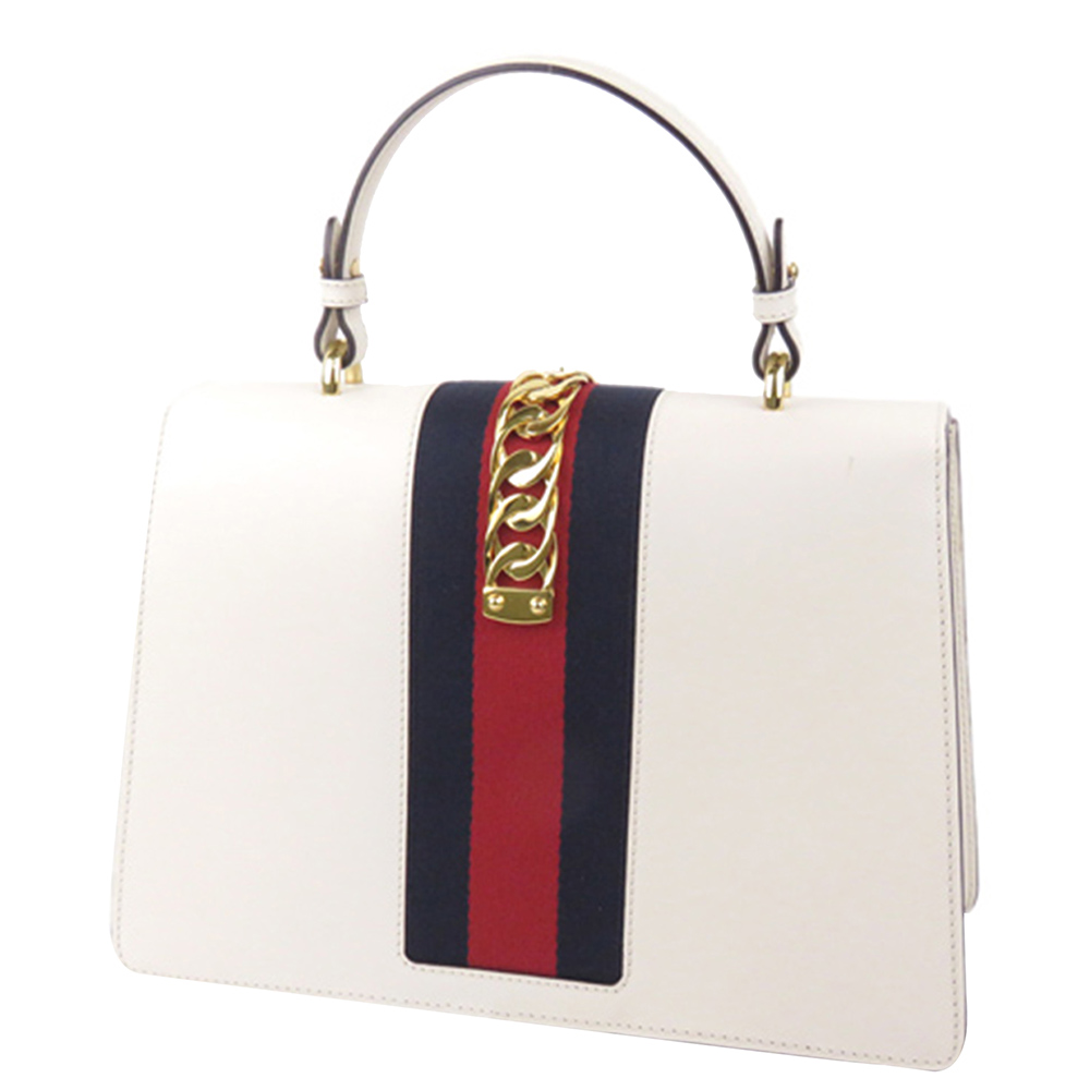 

Gucci White Leather  Sylvie Bag, Multicolor