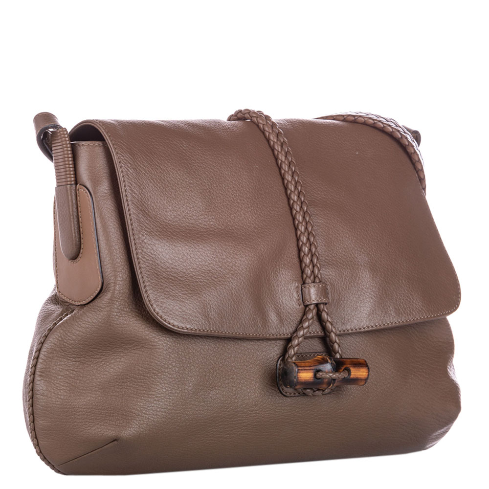 

Gucci Brown Leather Bamboo Hip Shoulder Bag