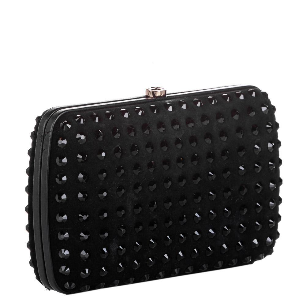 

Gucci Black Suede Broadway Crystal Clutch