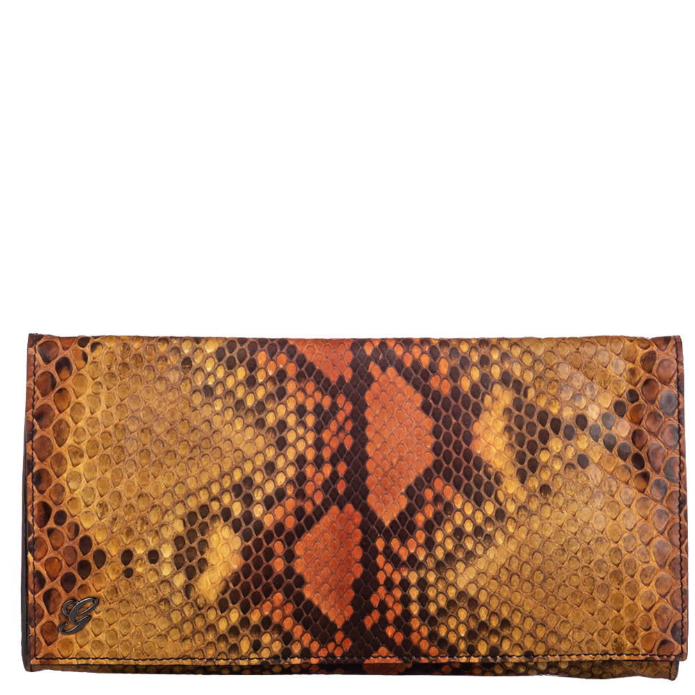GUCCI BROWN EMBOSSED LEATHER CLUTCH BAG