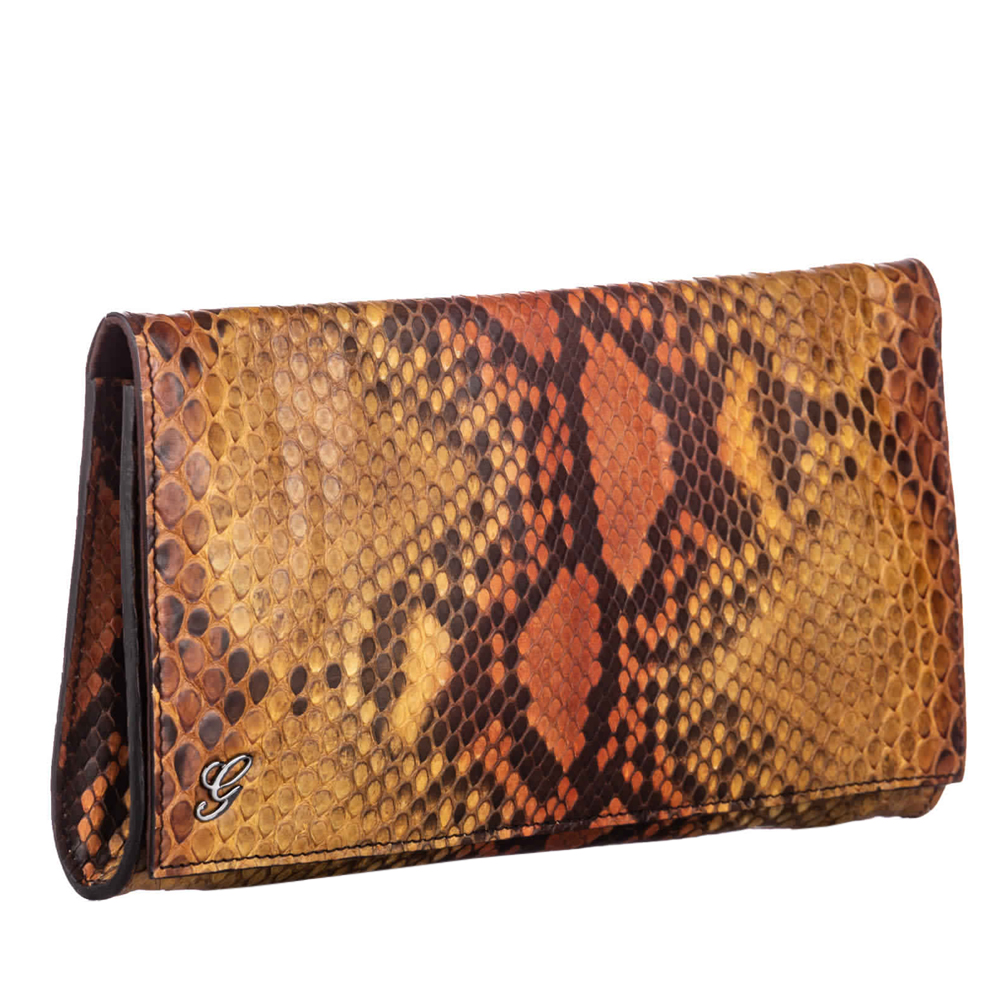 

Gucci Brown Embossed Leather Clutch Bag