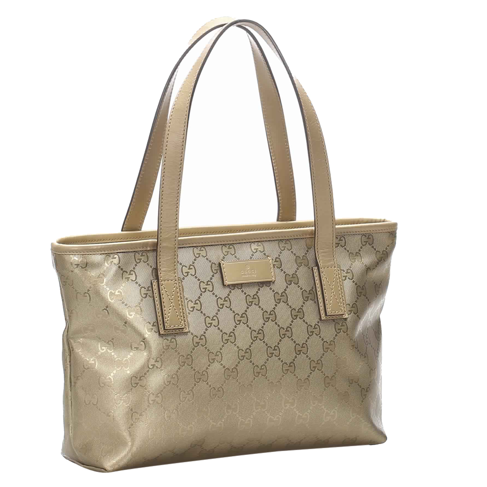 

Gucci Gold GG Imprime Leather Tote Bag