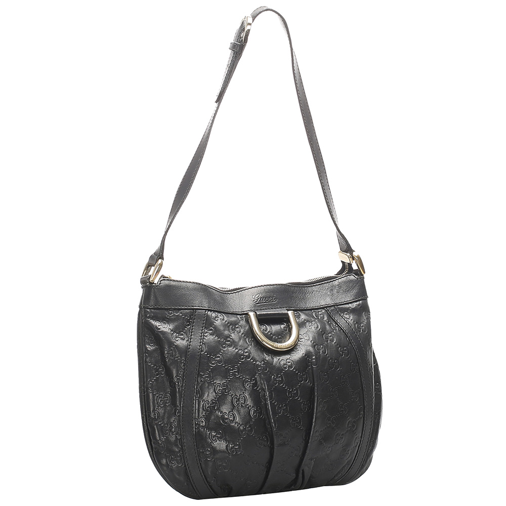 

Gucci Black Guccissima D-Ring Leather Shoulder Bag