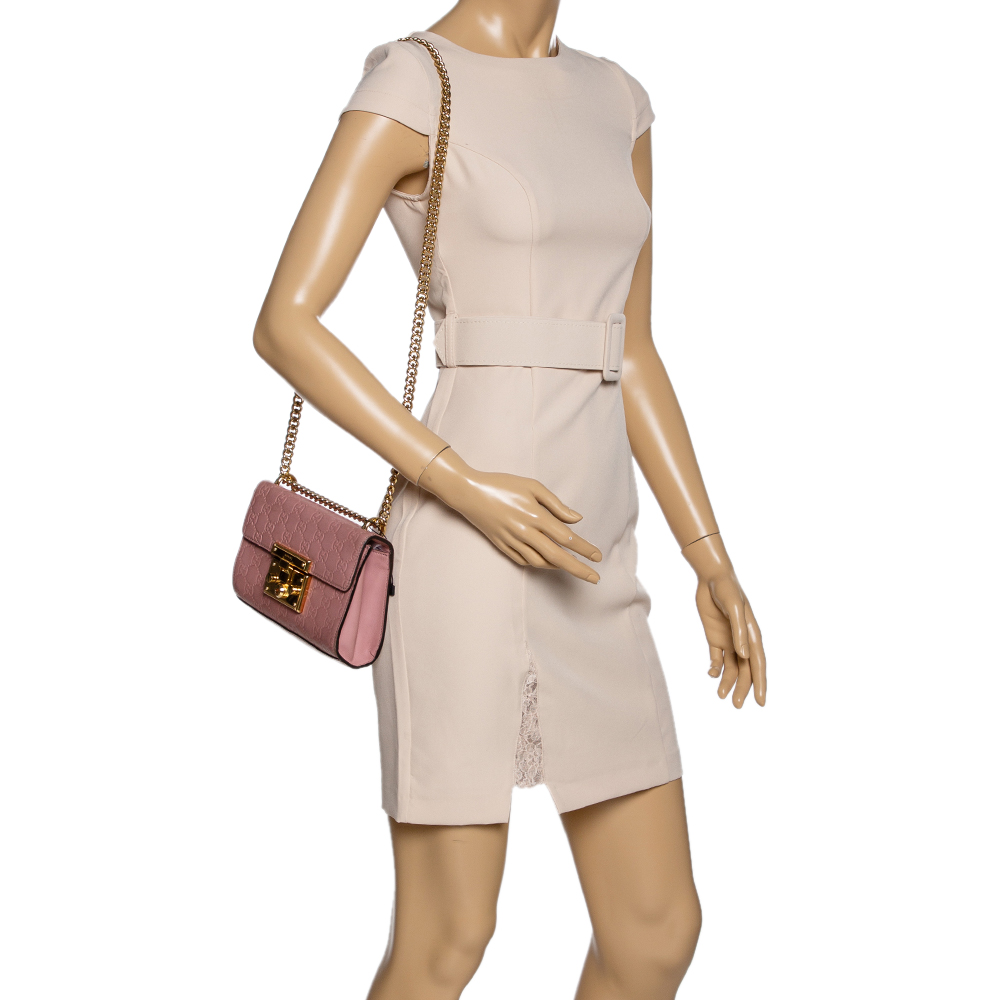 

Gucci Pink Guccissima Leather Small Padlock Shoulder Bag