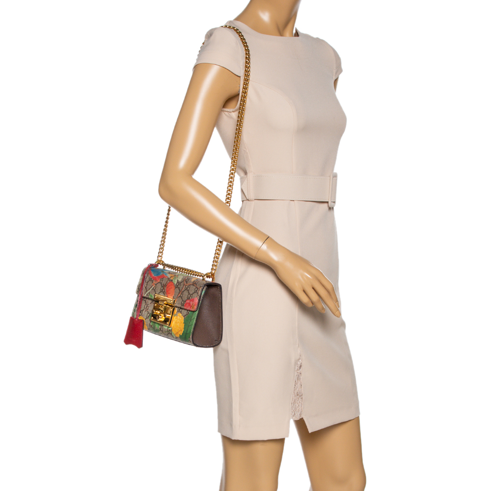 

Gucci Multicolor Tian GG Supreme Canvas and Leather Small Padlock Shoulder Bag