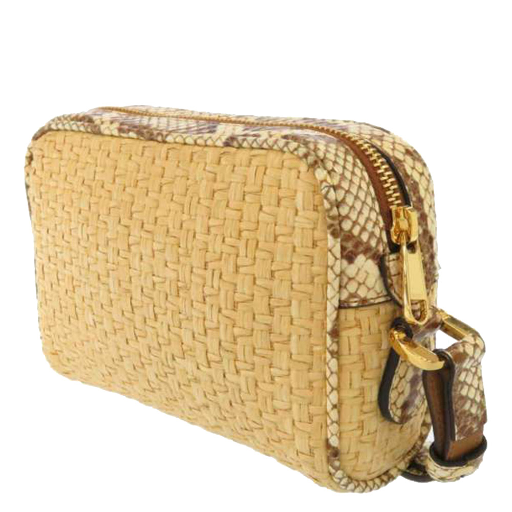 

Gucci Beige/Brown Straw Ophidia Crossbody Bag