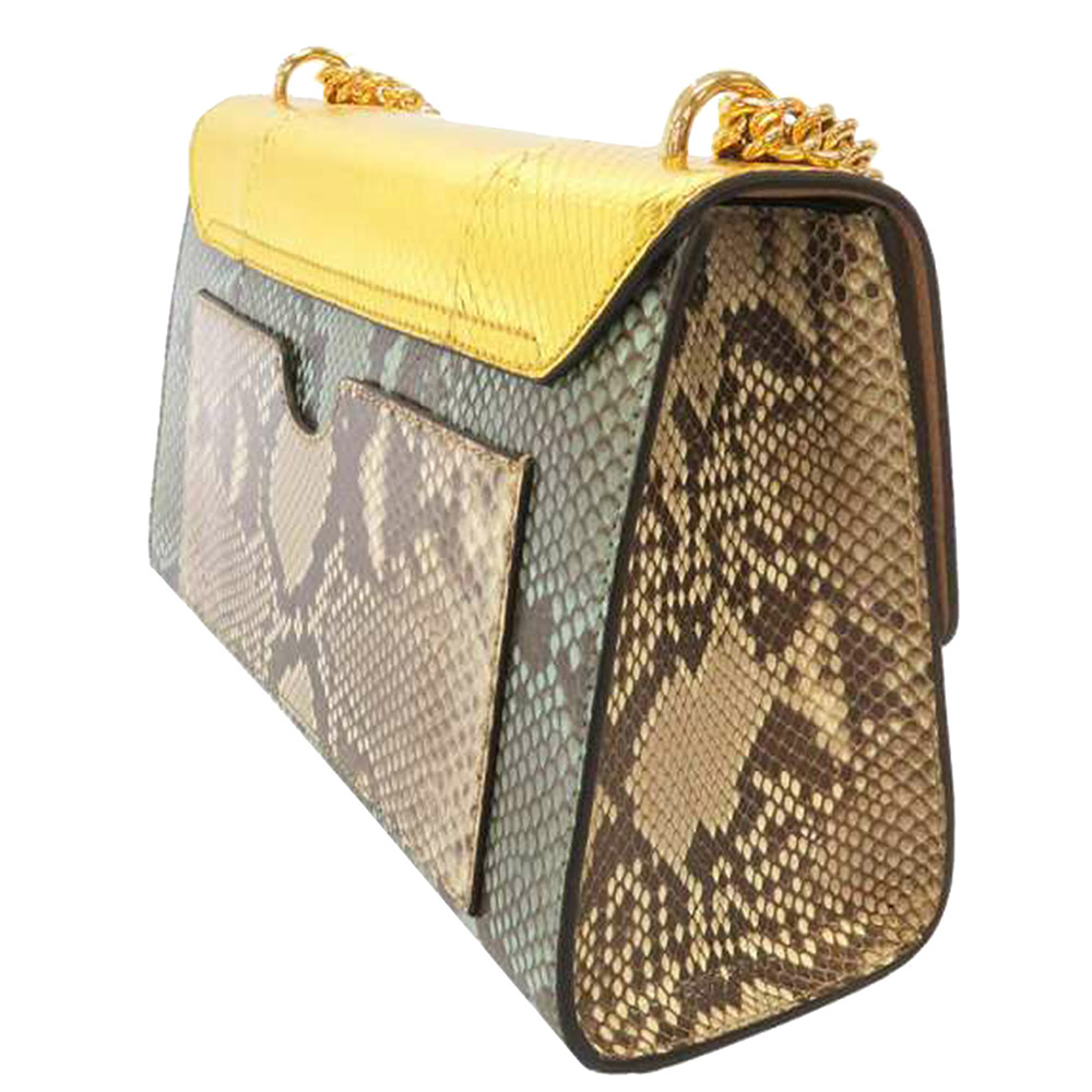 

Gucci Multicolo  Padlock Python Leather Crossbody Bag, Gold