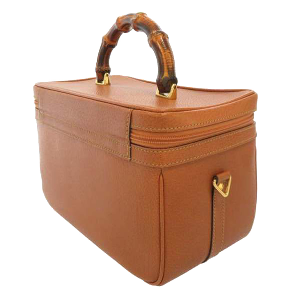 

Gucci Brown Leather Bamboo Vanity Bag