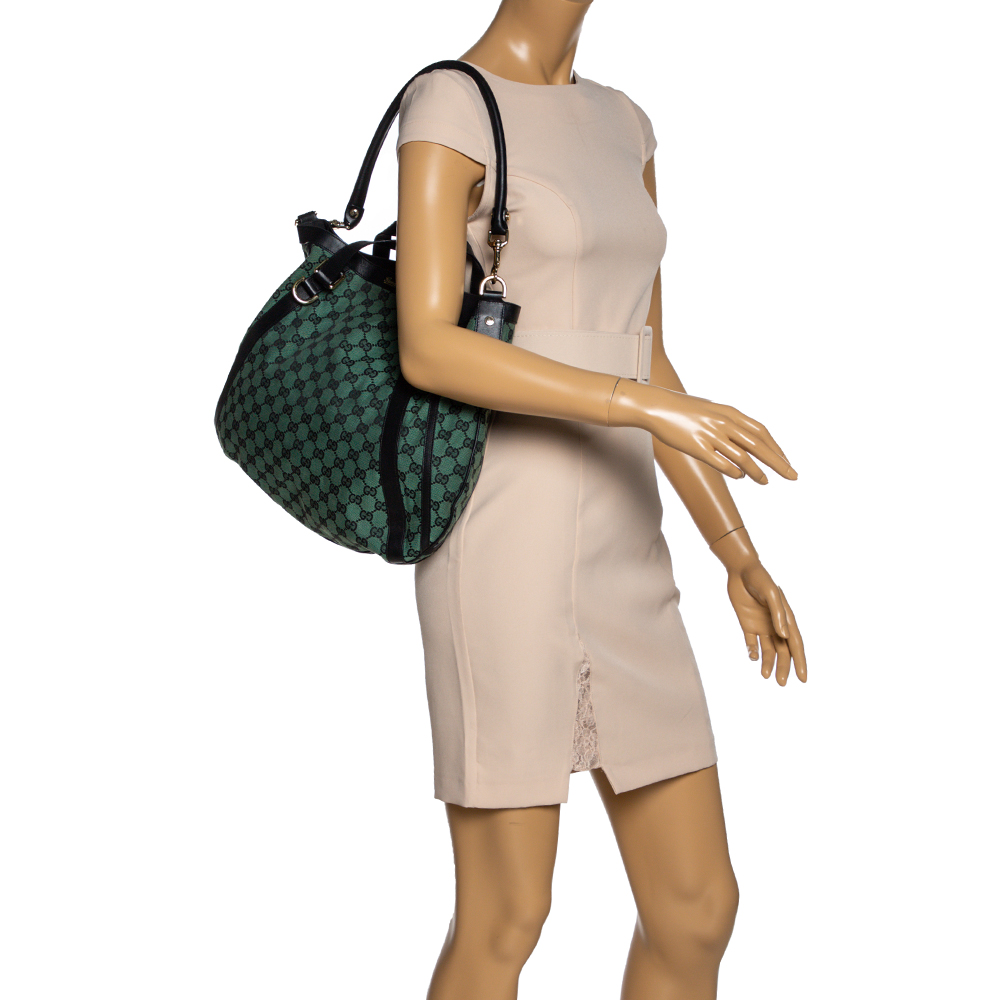 

Gucci Green/Black GG Gucci and Leather Medium Abbey Shoulder Bag