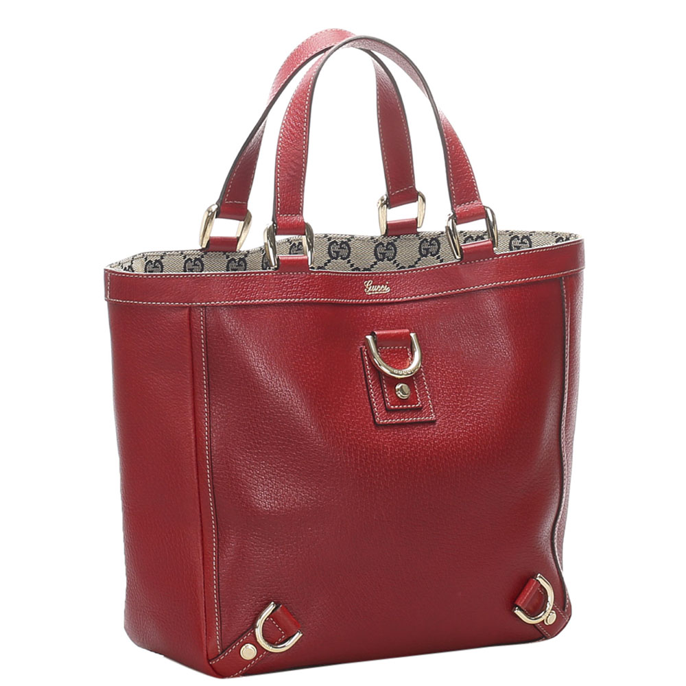 

Gucci Red Leather Abbey D-Ring Tote Bag