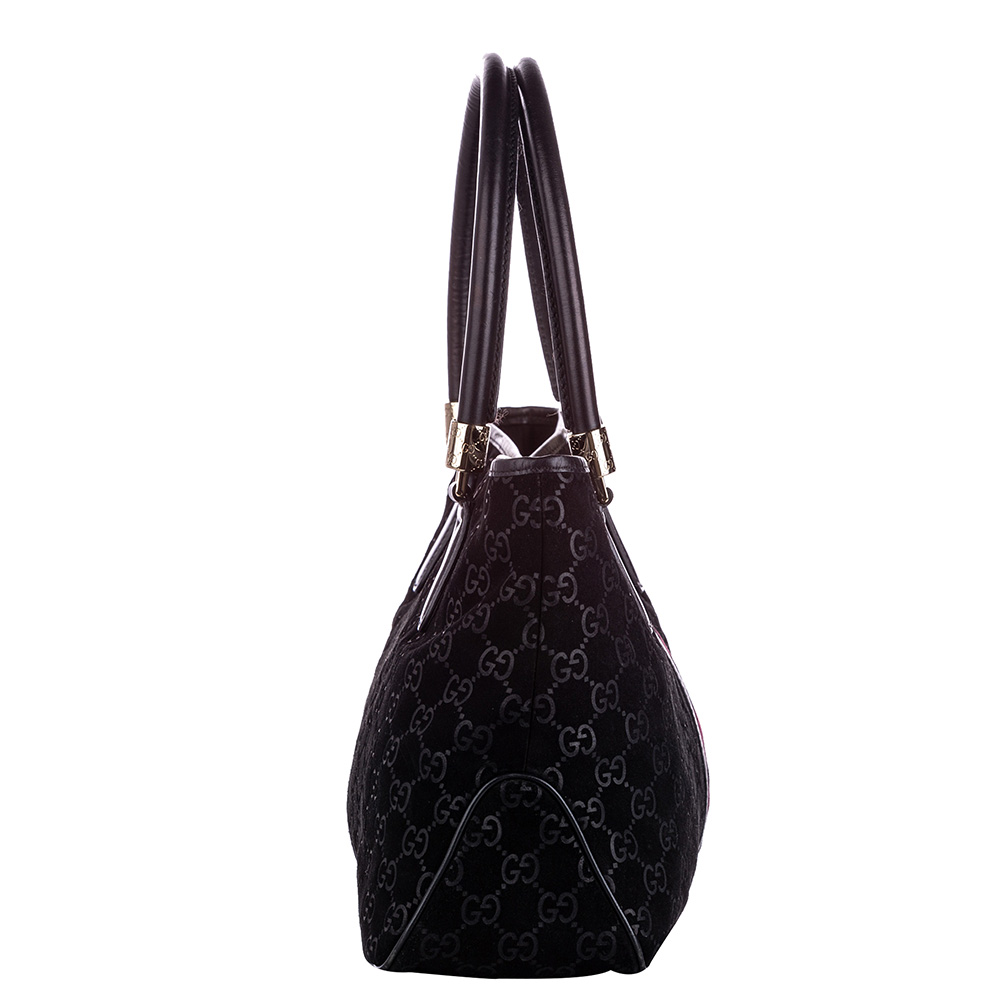 

Gucci Black Suede Web Tote Bag