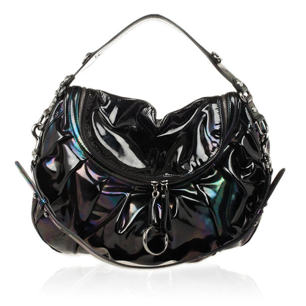 مملوكة مسبقًا Gucci Black Iridescent Leather Icon Bit Medium Hobo