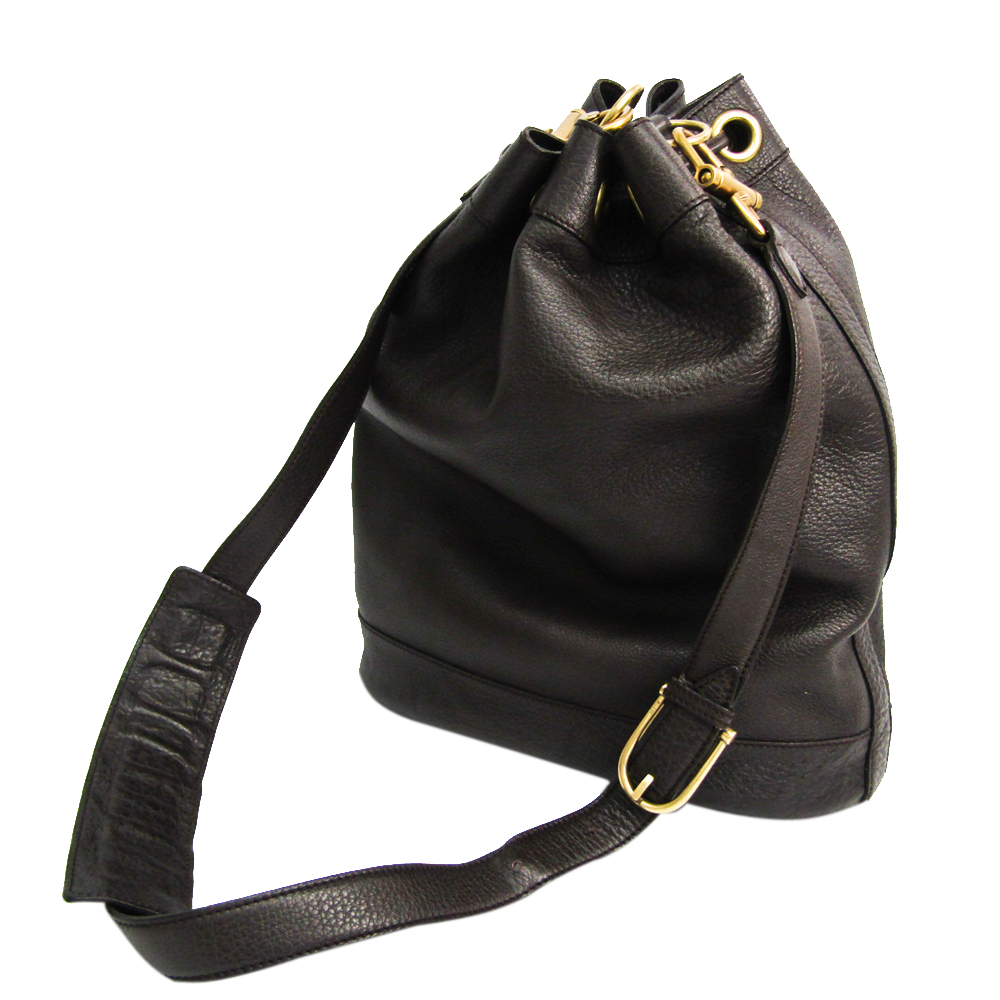 

Gucci Black Leather Drawstring Tote Bag