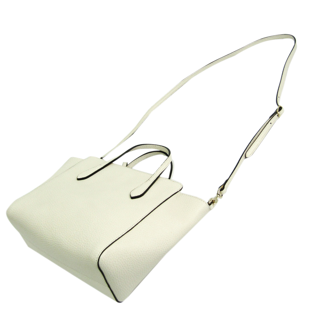 

Gucci White Leather Swing Tote Bag