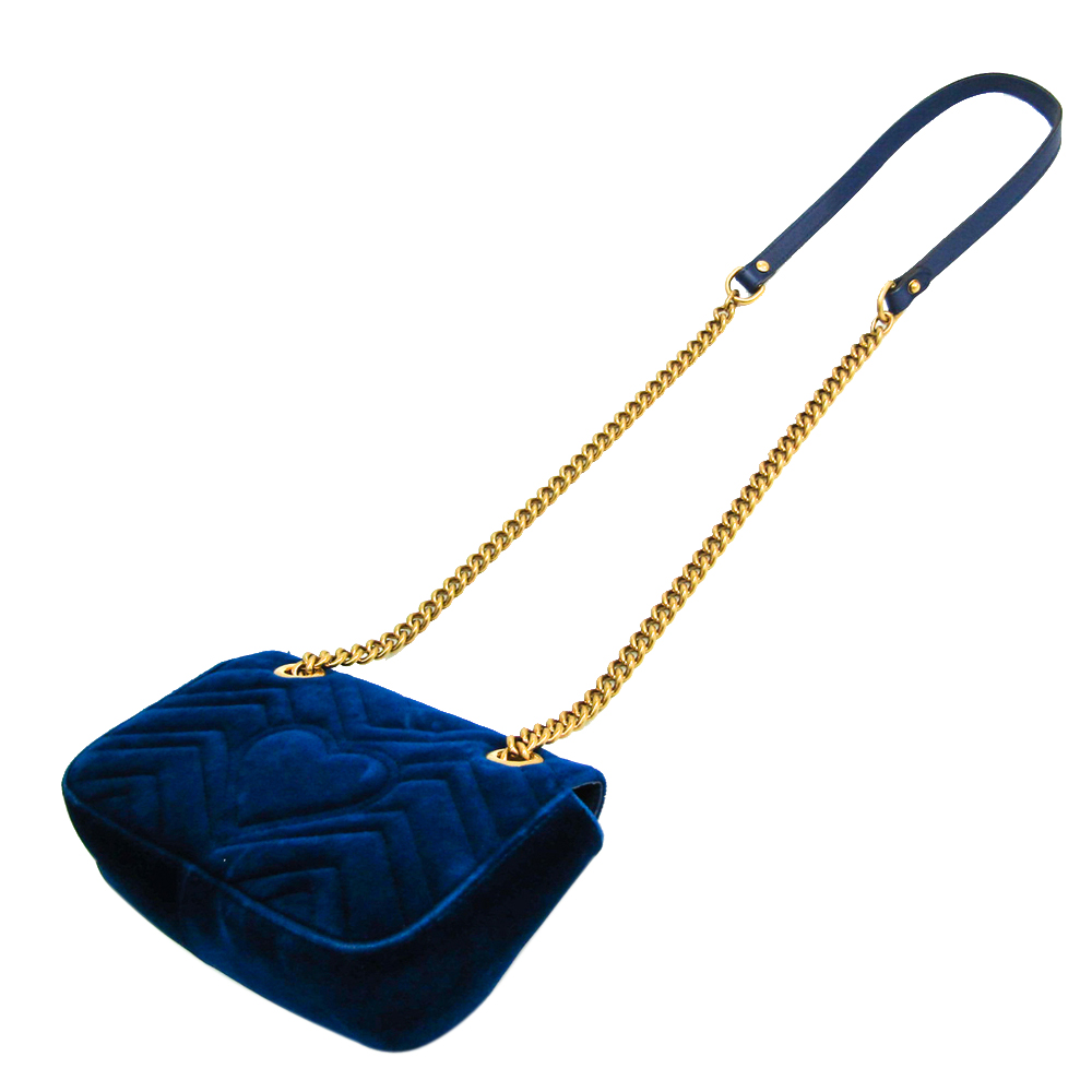 

Gucci Blue Velvet GG Marmont Shoulder Bag