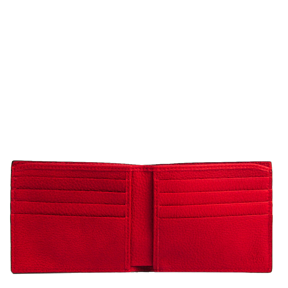 

Gucci Red Leather Logo Gucci Print Wallet