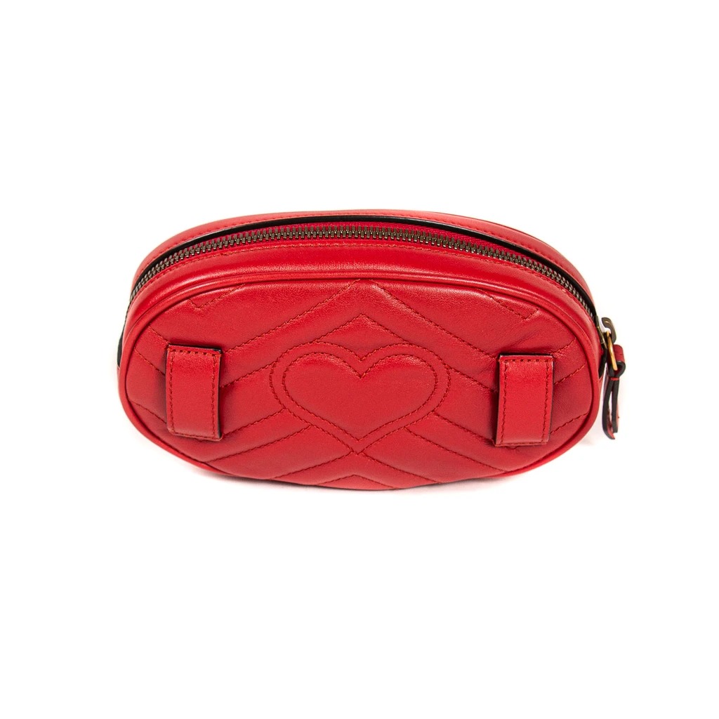

Gucci Red Leather GG Marmont Belt Bag