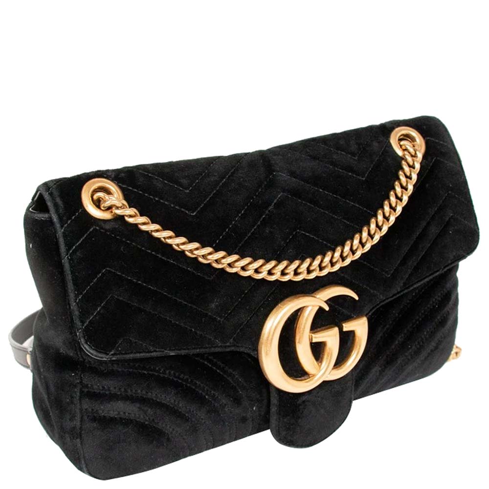 

Gucci Black Velvet GG Marmont Matelass÷ Shoulder Bag