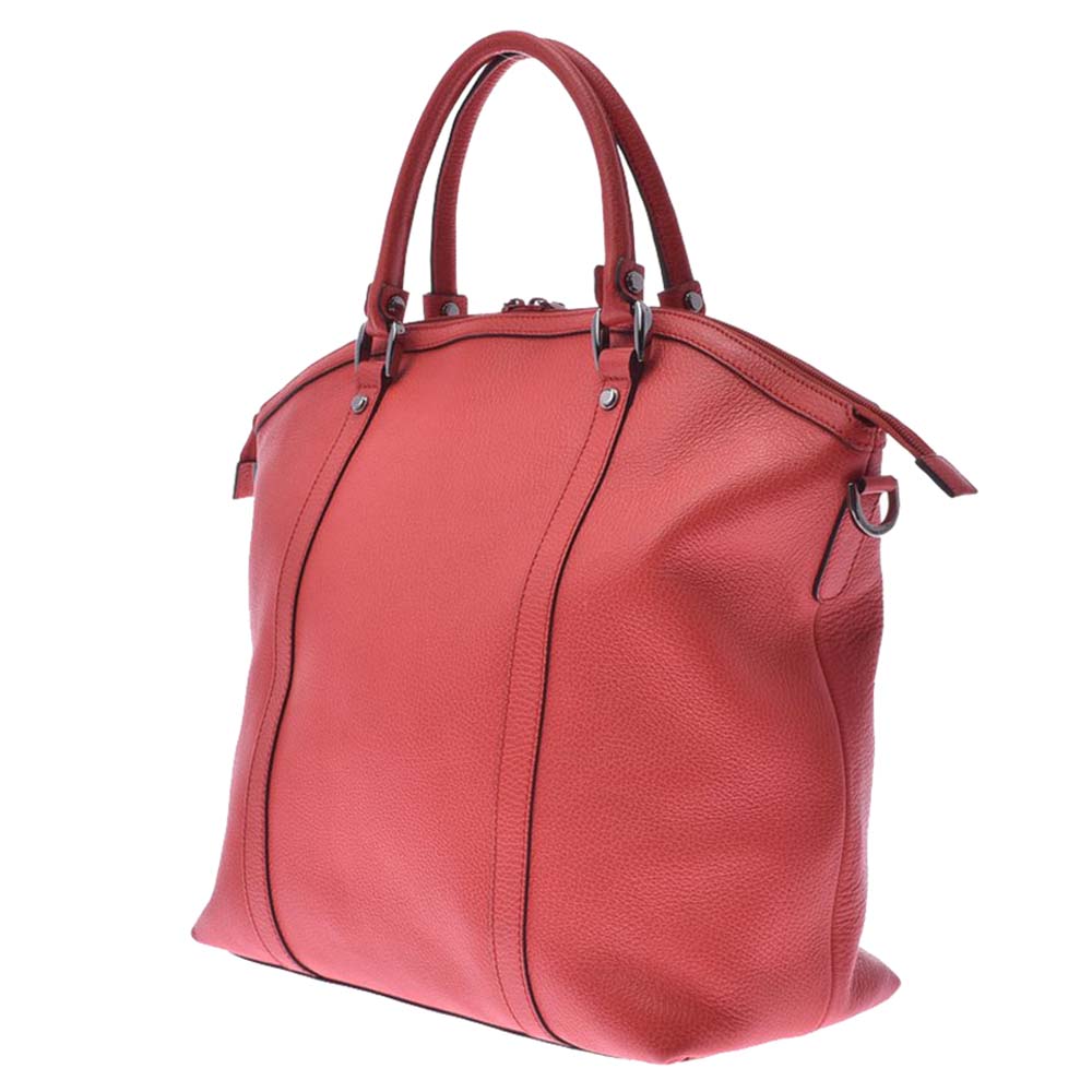 

Gucci Red Leather GG Charm Tote Bag