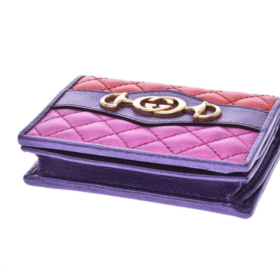 

Gucci Red/Purple Laminated Horsebit Compact Wallet