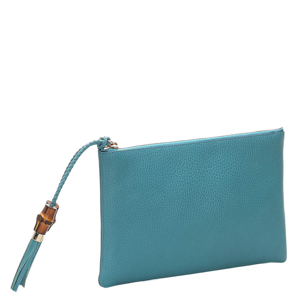 

Gucci Blue Leather Dollar Calf Clutch Bag