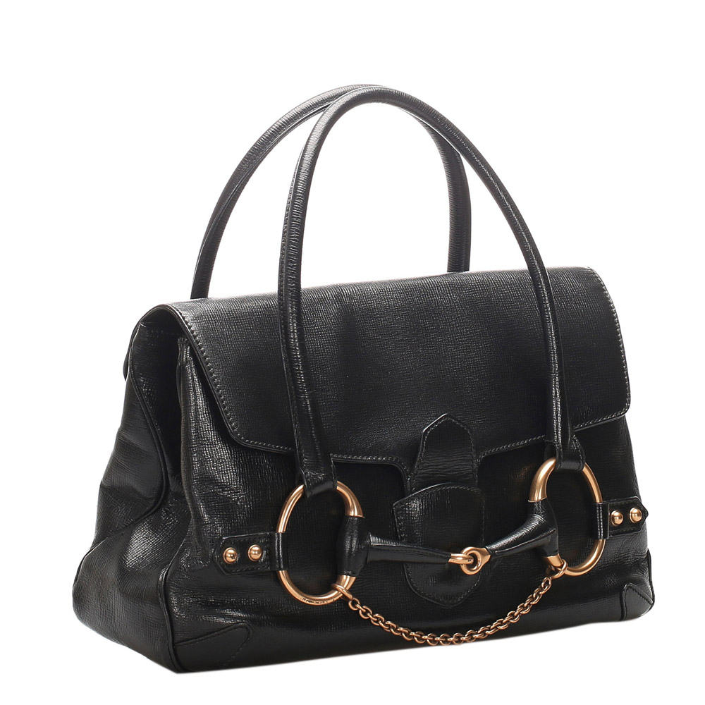

Gucci Black Leather Large Horsebit Shoulder Bag
